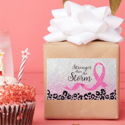 Breast Cancer Awareness Leopard Print  Rectangular Sticker