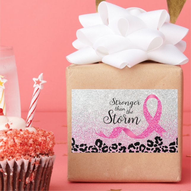 Breast Cancer Awareness Leopard Print  Rectangular Sticker (Party)