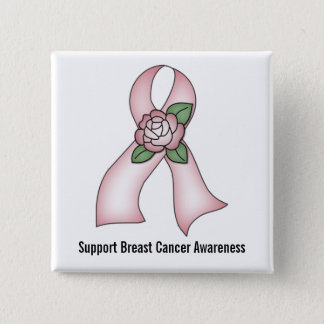 Breast Cancer Awareness (light pink rose) Button