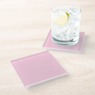 Breast cancer awareness light pink solid color glass coaster