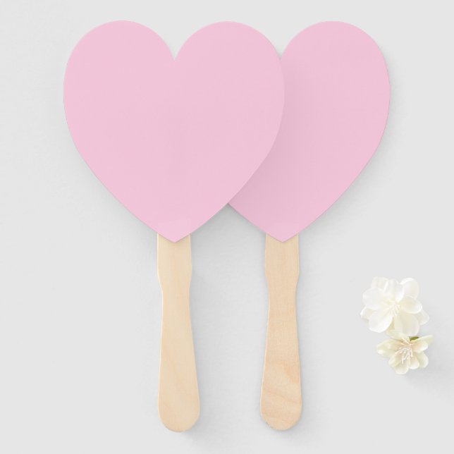 Breast cancer awareness light pink solid color hand fan (Front and Back)