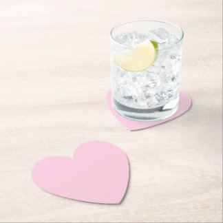 Breast cancer awareness light pink solid heart paper coaster
