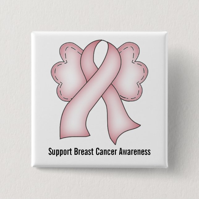 Breast Cancer Awareness (light pink with wings) Pinback Button (Front)