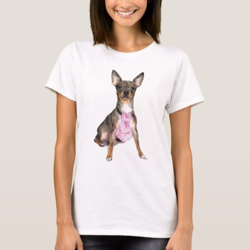 Breast Cancer Awareness Manny the Merle Chihuahua T_Shirt