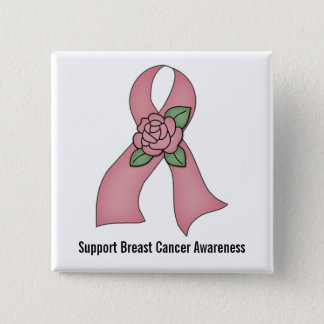 Breast Cancer Awareness (medium pink rose) Button
