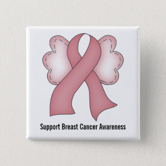 Breast Cancer Awareness (medium pink with wings) Pinback Button
