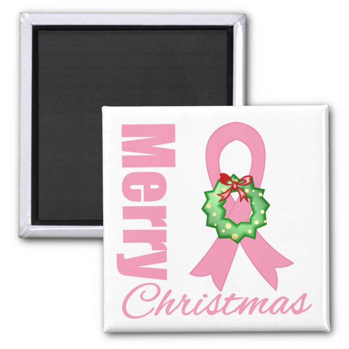 Breast Cancer Awareness Merry Christmas Ribbon Fridge Magnets