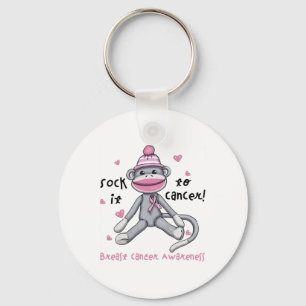 Breast Cancer Awareness Monkey Sock It To Cancer Keychain