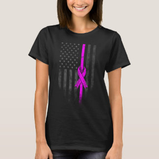 Breast Cancer Awareness Month American Flag T-Shirt