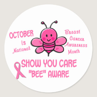 Breast Cancer Awareness Month Bee 1.1 Classic Round Sticker