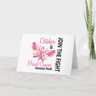 Breast Cancer Awareness Month Butterfly 3.1 Card