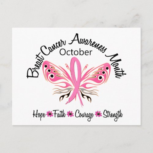 Breast Cancer Awareness Month Butterfly 32 Postcard