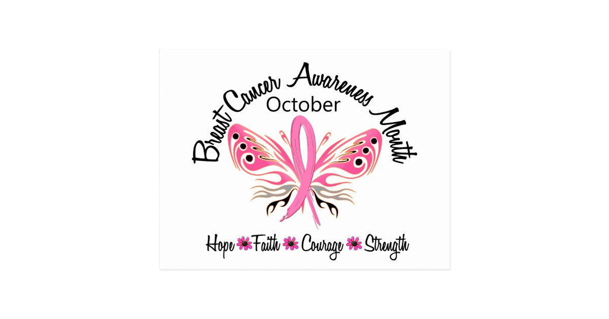 Breast Cancer Awareness Month Butterfly 3.2 Postcard | Zazzle.com