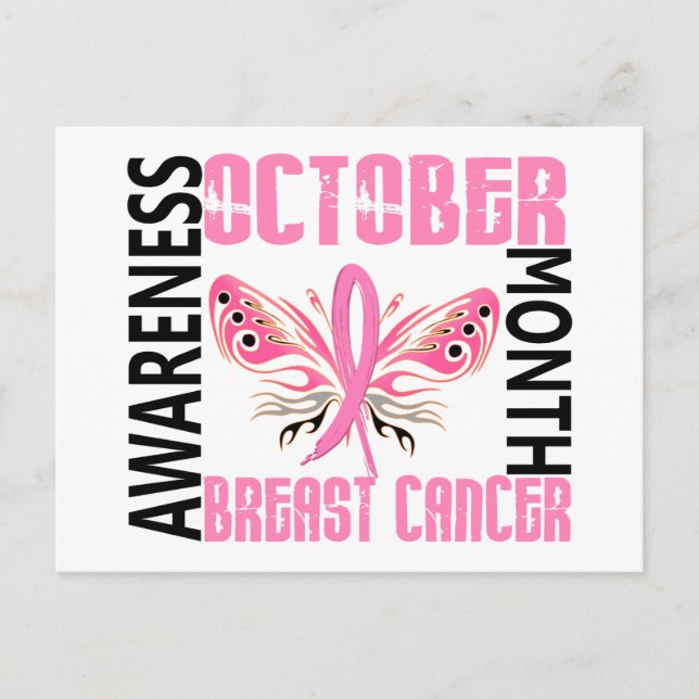 Breast Cancer Awareness Month Butterfly 3.4 Postcard (Front)