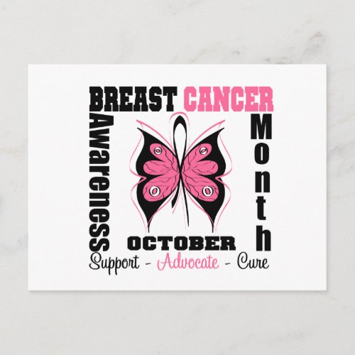 Breast Cancer AWARENESS Month Butterfly Postcard