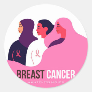 Breast Cancer Awareness Month Classic Round Sticker