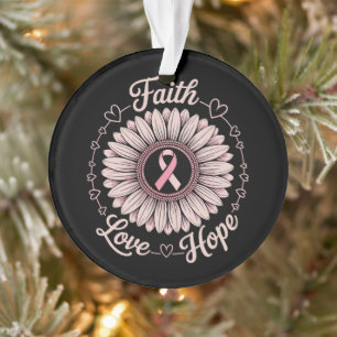 Breast Cancer Awareness Month Faith Hope Cure Ornament