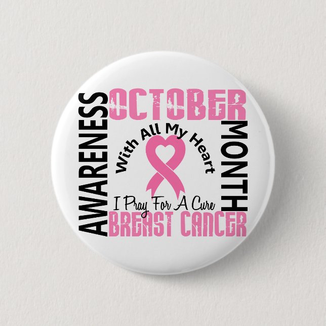 Breast Cancer Awareness Month Heart 1.2 Button (Front)