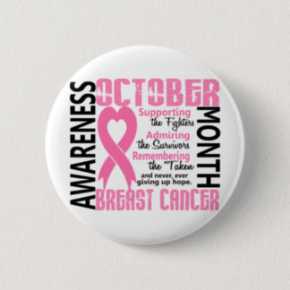 Breast Cancer Awareness Month Heart 1.5 Button