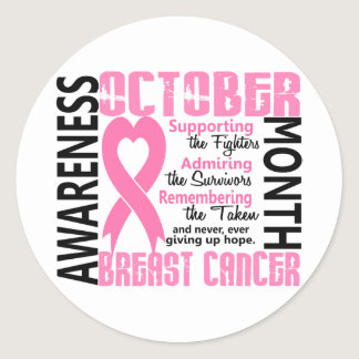 Breast Cancer Awareness Month Heart 1.5 Classic Round Sticker