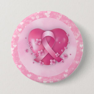 Breast Cancer Awareness Month Heart Button