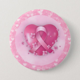Breast Cancer Awareness Month Heart Button
