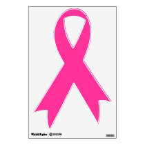 Breast cancer awareness month hot pink ribbon wall decal