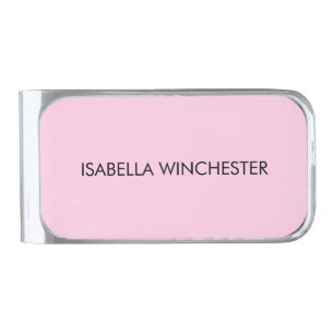 Breast cancer awareness month light pink custom silver finish money clip