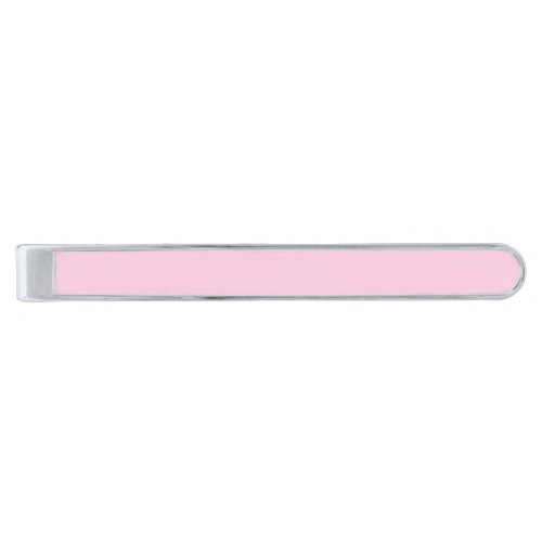 Breast cancer awareness month light pink solid silver finish tie bar