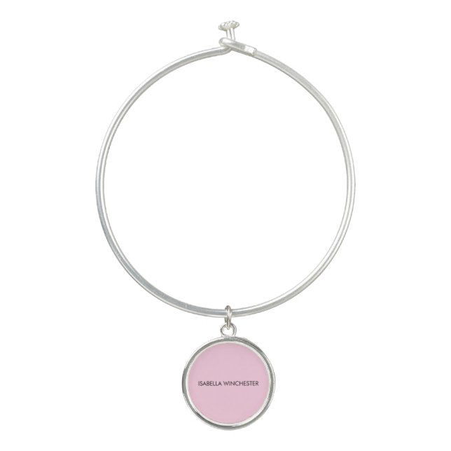Breast cancer awareness month pink custom name bangle bracelet (Front)