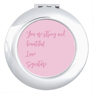 Breast Cancer Awareness month pink custom quote Compact Mirror