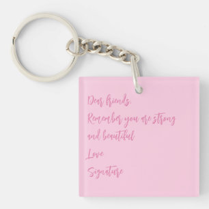 Breast Cancer Awareness month pink custom quote Keychain