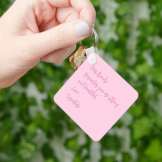 Breast Cancer Awareness month pink custom quote Keychain