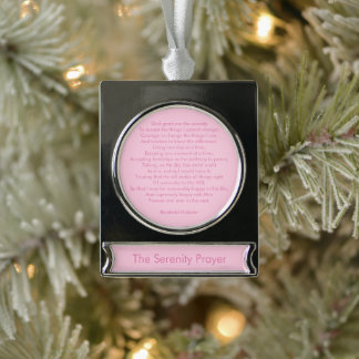 Breast cancer awareness month pink custom quote silver plated banner ornament