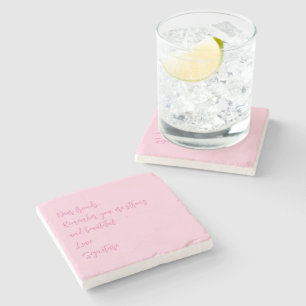 Breast Cancer Awareness month pink custom quote Stone Coaster