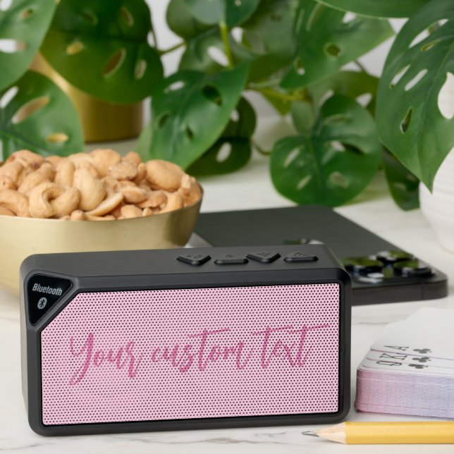 Breast cancer awareness month pink custom script bluetooth speaker (Insitu(Table))