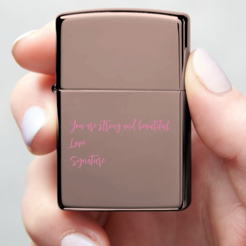 Breast cancer awareness month pink custom script zippo lighter