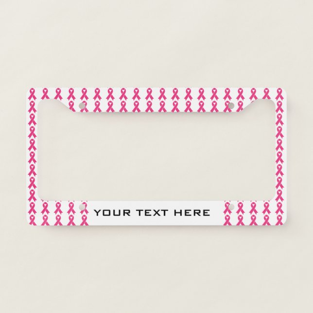 Breast Cancer Awareness Month Pink Ribbon License Plate Frame (Front)