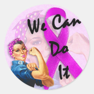 Breast Cancer Awareness Month, Rosie the Riveter Classic Round Sticker