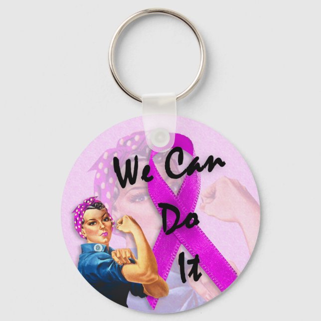 Breast Cancer Awareness Month, Rosie the Riveter Keychain (Front)
