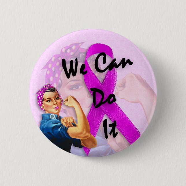 Breast Cancer Awareness Month, Rosie the Riveter Pinback Button (Front)