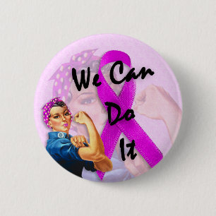 Breast Cancer Awareness Month, Rosie the Riveter Pinback Button
