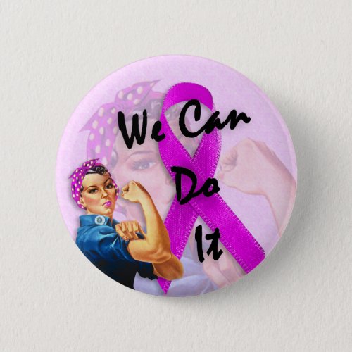 Breast Cancer Awareness Month Rosie the Riveter Pinback Button
