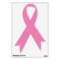 Breast cancer awareness month solid pink ribbon wall decal