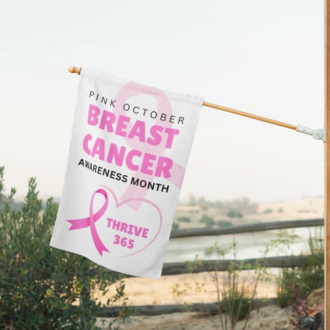 Breast Cancer Awareness Month Thrive 365 House Flag (Insitu (Back))