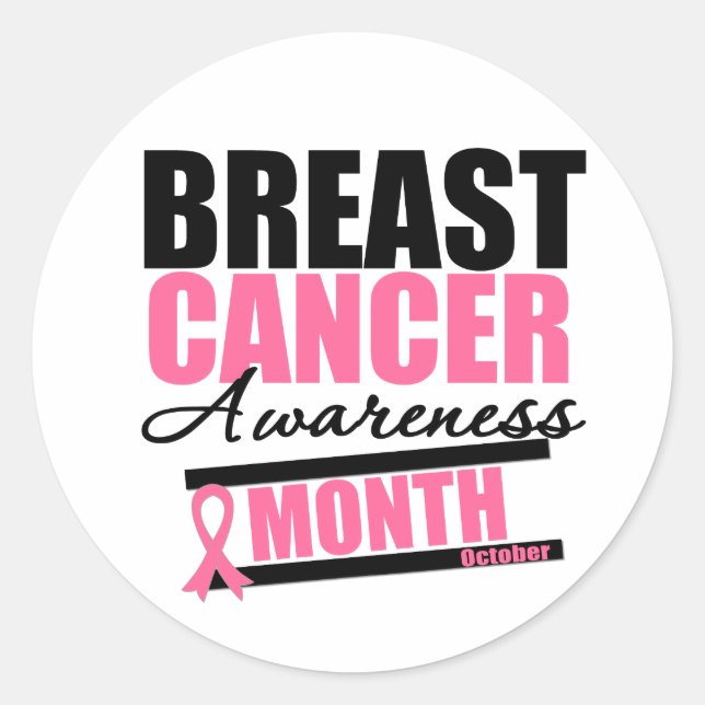 Breast Cancer Awareness Month v3 Classic Round Sticker (Front)