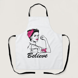 Breast Cancer Awareness Month Women's Believe Pink Apron