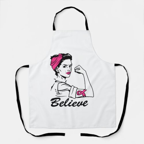 Breast Cancer Awareness Month Womens Believe Pink Apron