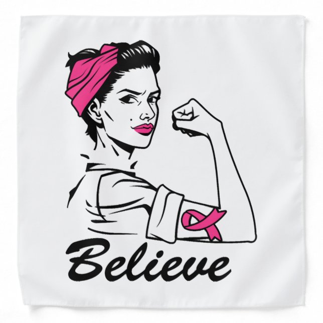 Breast Cancer Awareness Month Women's Believe Pink Bandana (Front)