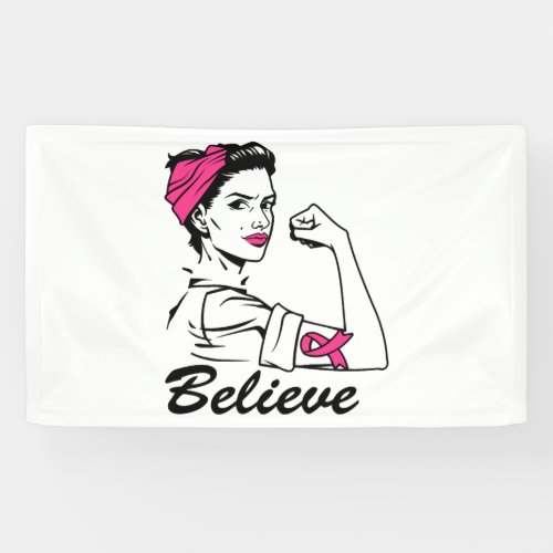 Breast Cancer Awareness Month Womens Believe Pink Banner